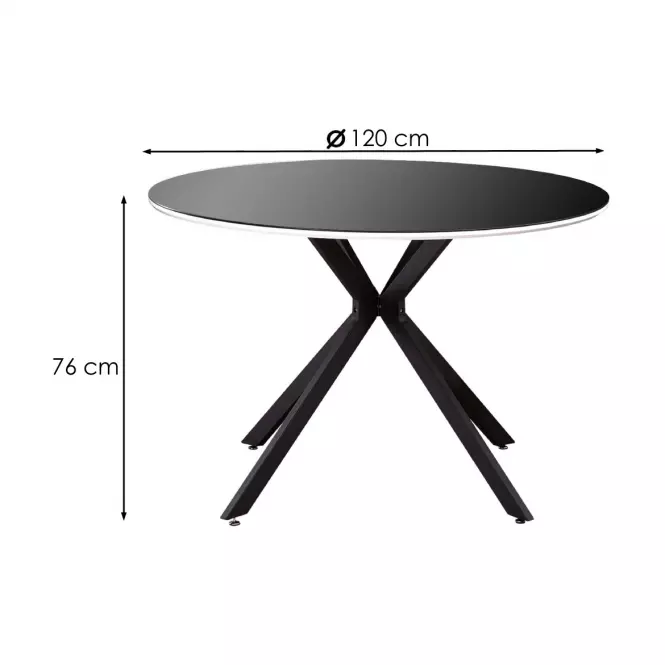 Stôl Avelar 120 Sklo/Mdf/Oceľ – Čierna/Biely,2