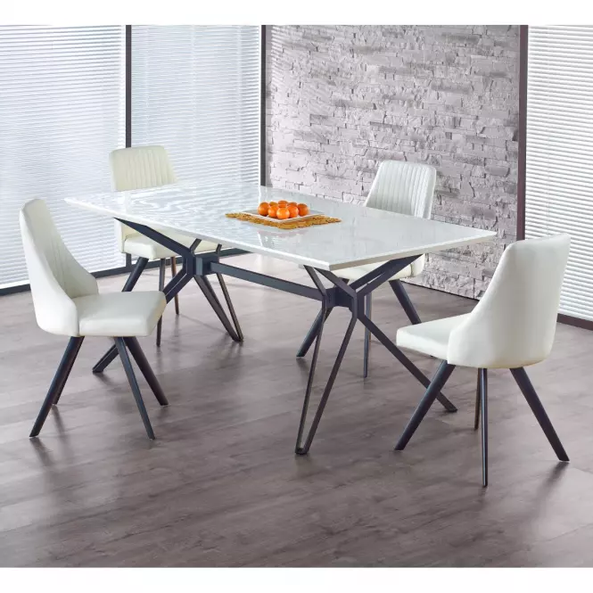 Stôl Pascal 160 Mdf/Oceľ – Biely/Čierna