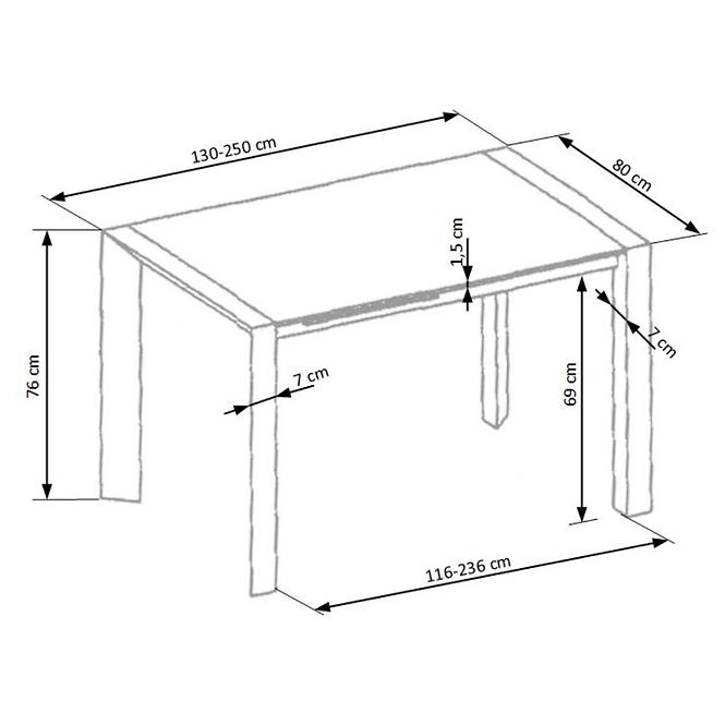 Rozkladací stôl Stanford Xl 130/250x80cm Mdf/Oceľ – Biely,5