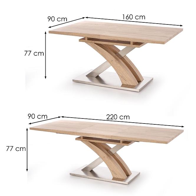 Rozkladací stôl Sandor 160/220x90cm  Mdf/Oceľ – Sonoma
