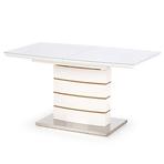 Rozkladací stôl Toronto 140/180x80cm Mdf/Sklo/Oceľ – Biely/Dub Zlatá