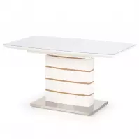 Rozkladací stôl Toronto 140/180x80cm Mdf/Sklo/Oceľ – Biely/Dub Zlatá
