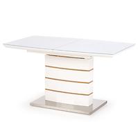 Rozkladací stôl Toronto 140/180x80cm Mdf/Sklo/Oceľ – Biely/Dub Zlatá