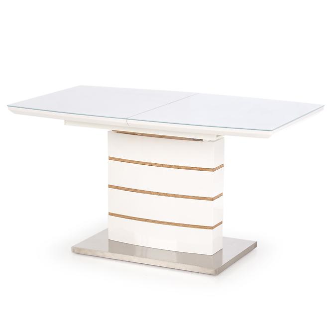 Rozkladací stôl Toronto 140/180x80cm Mdf/Sklo/Oceľ – Biely/Dub Zlatá