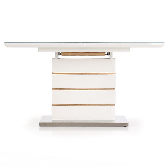 Rozkladací stôl Toronto 140/180x80cm Mdf/Sklo/Oceľ – Biely/Dub Zlatá