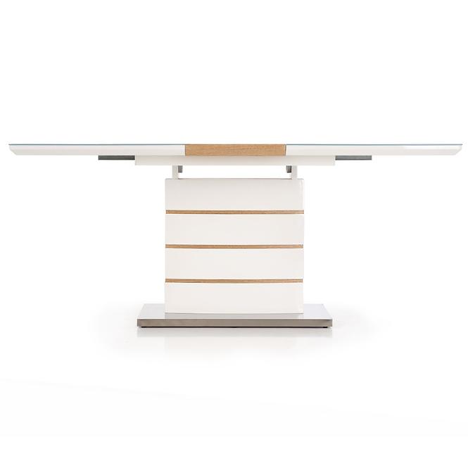 Rozkladací stôl Toronto 140/180x80cm Mdf/Sklo/Oceľ – Biely/Dub Zlatá