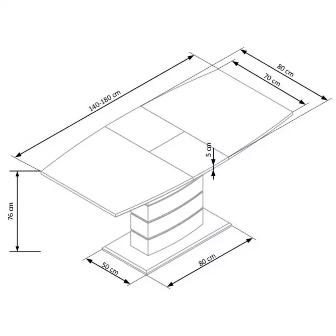 Rozkladací stôl Toronto 140/180x80cm Mdf/Sklo/Oceľ – Biely/Dub Zlatá