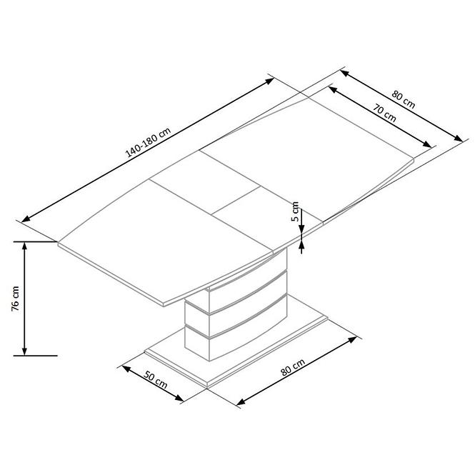 Rozkladací stôl Toronto 140/180x80cm Mdf/Sklo/Oceľ – Biely/Dub Zlatá