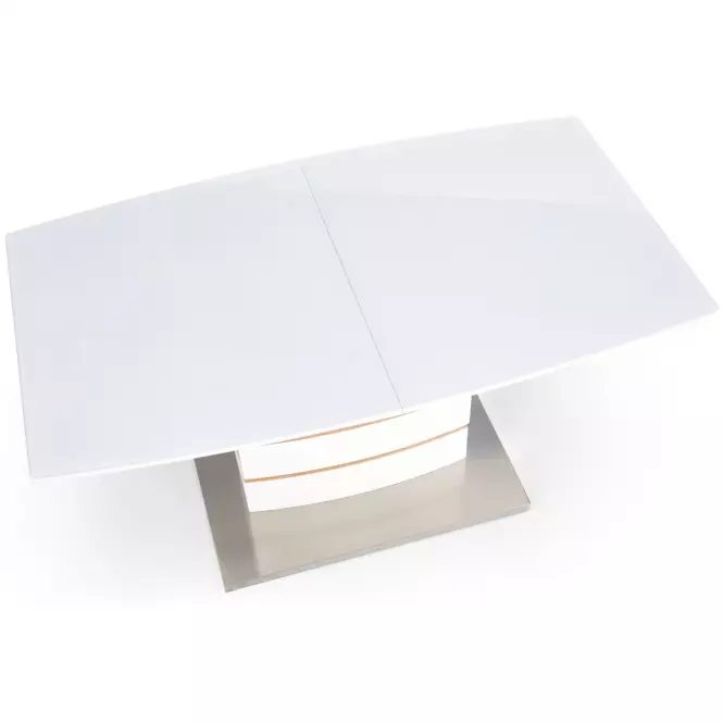 Rozkladací stôl Toronto 140/180x80cm Mdf/Sklo/Oceľ – Biely/Dub Zlatá