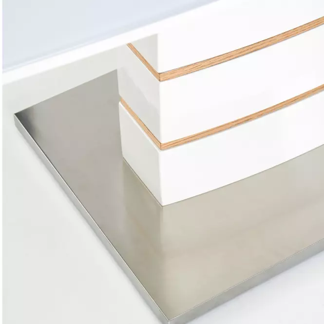 Rozkladací stôl Toronto 140/180x80cm Mdf/Sklo/Oceľ – Biely/Dub Zlatá