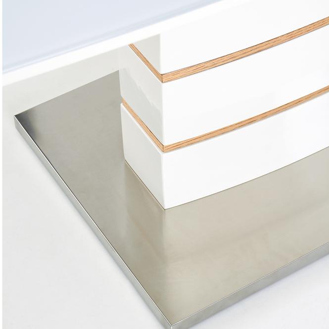 Rozkladací stôl Toronto 140/180x80cm Mdf/Sklo/Oceľ – Biely/Dub Zlatá