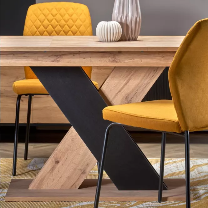 Rozkladací stôl Xarelto 130/175x85cm– Dub Wotan/Čierna