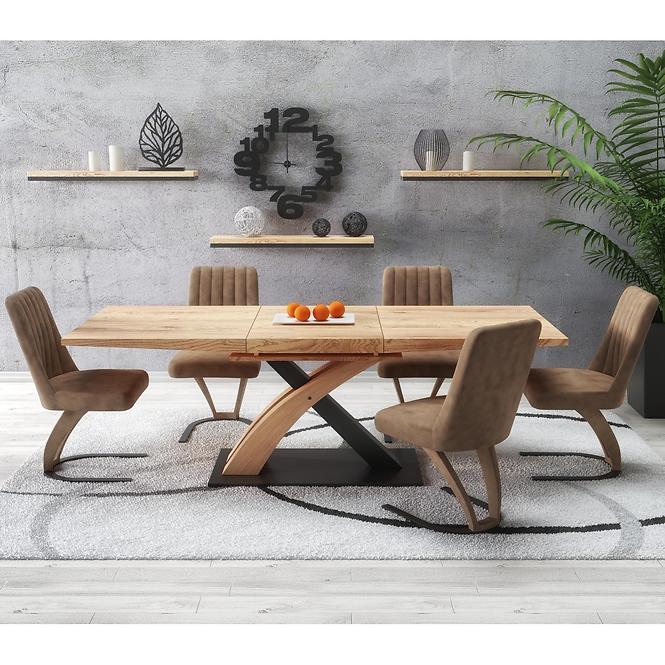 Rozkladací stôl Sandor 3 160/220x90cm  Mdf/Oceľ – Dub Zlatá/Čierna
