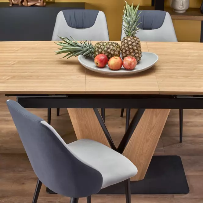 Rozkladací stôl Umberto 160/200x90cm Mdf/Oceľ – Dub Naturalny/Čierna