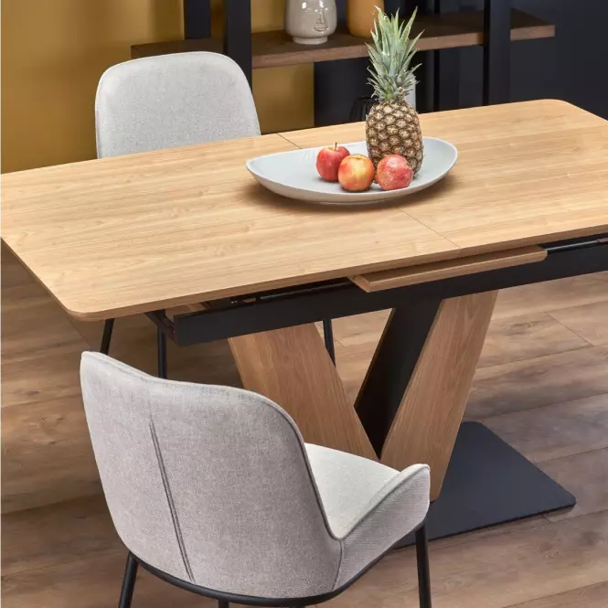 Rozkladací stôl Umberto 160/200x90cm Mdf/Oceľ – Dub Naturalny/Čierna,14