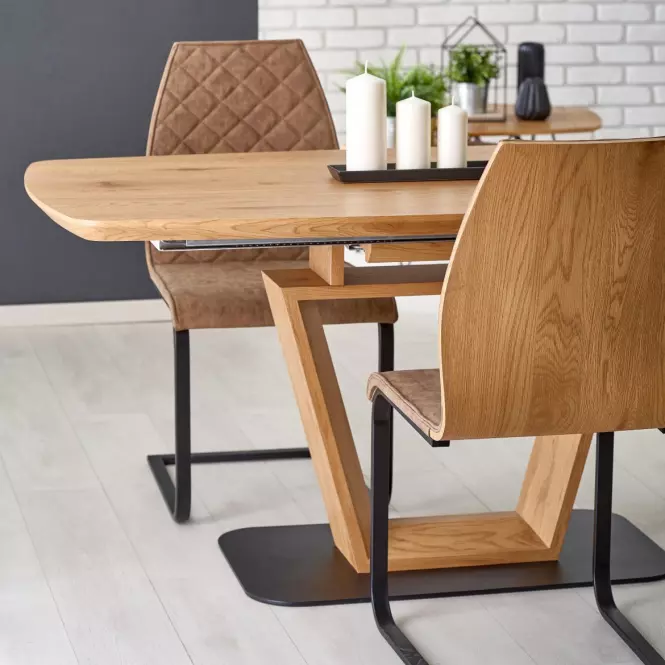 Rozkladací stôl Blacky 160/220x90cm Mdf/Oceľ – Dub Zlatá/Čierna
