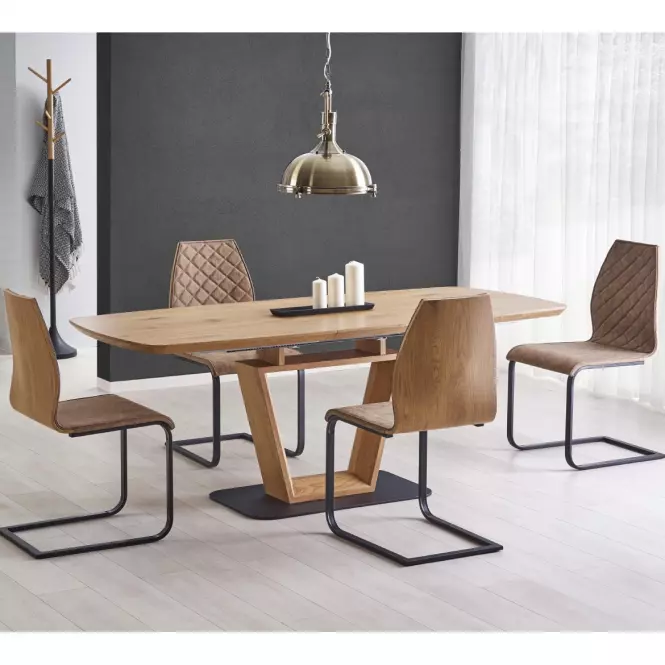 Rozkladací stôl Blacky 160/220x90cm Mdf/Oceľ – Dub Zlatá/Čierna