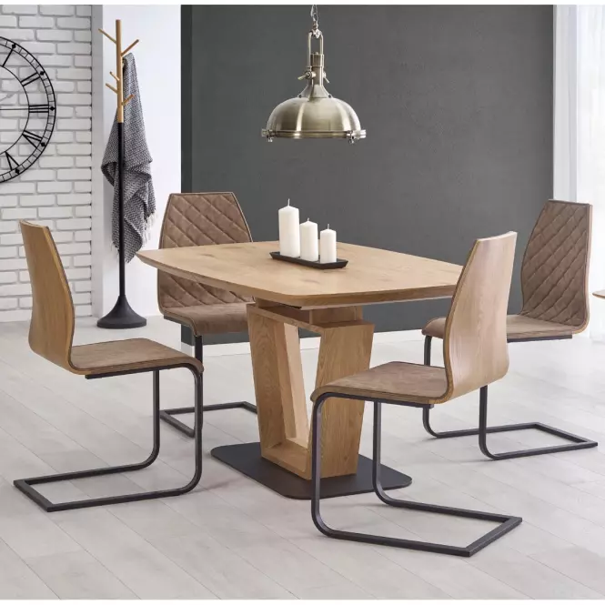Rozkladací stôl Blacky 160/220x90cm Mdf/Oceľ – Dub Zlatá/Čierna