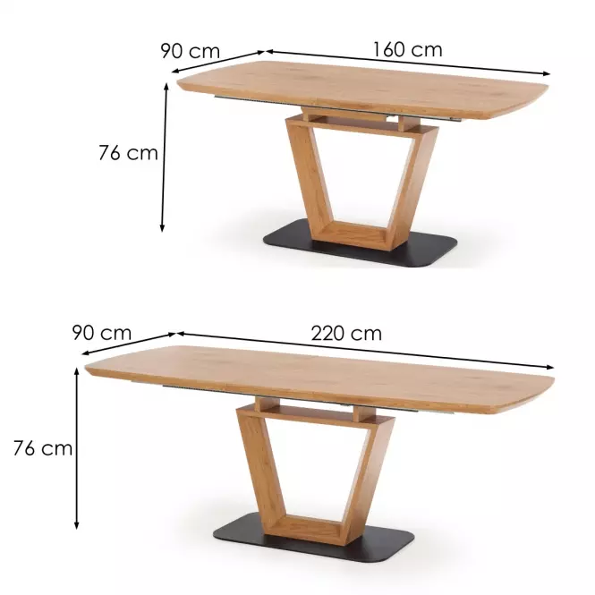 Rozkladací stôl Blacky 160/220x90cm Mdf/Oceľ – Dub Zlatá/Čierna