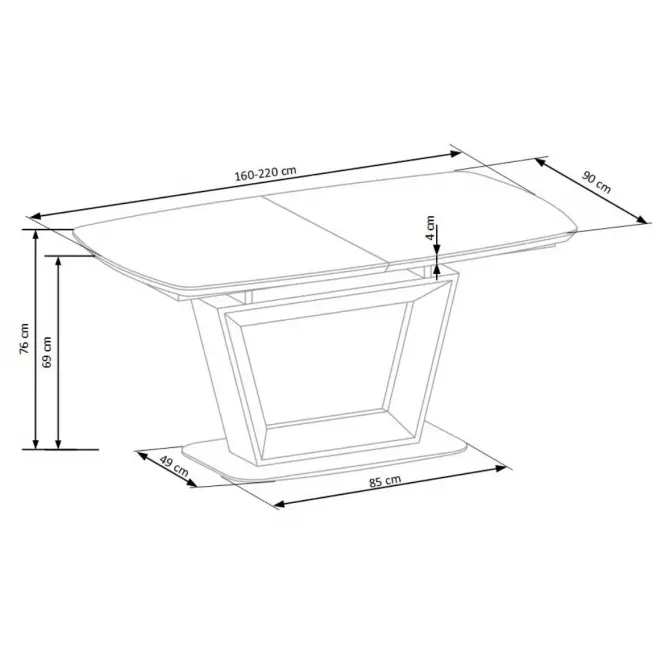 Rozkladací stôl Blacky 160/220x90cm Mdf/Oceľ – Dub Zlatá/Čierna