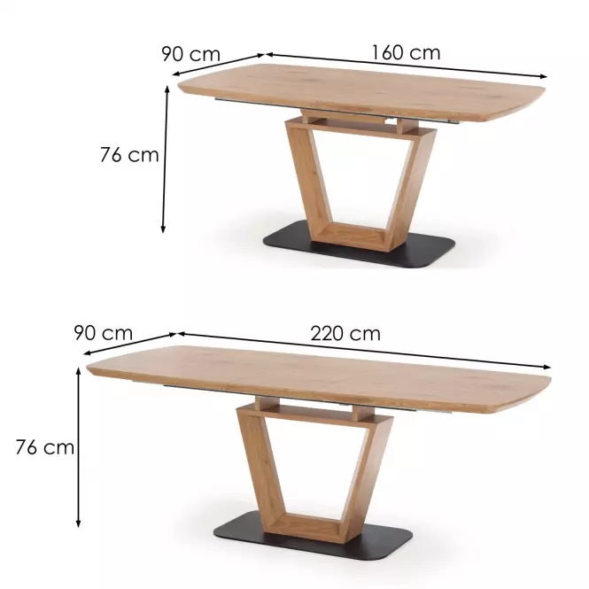 Rozkladací stôl Blacky 2 160/220x90cm Mdf/Oceľ – Dub Naturalny/Čierna