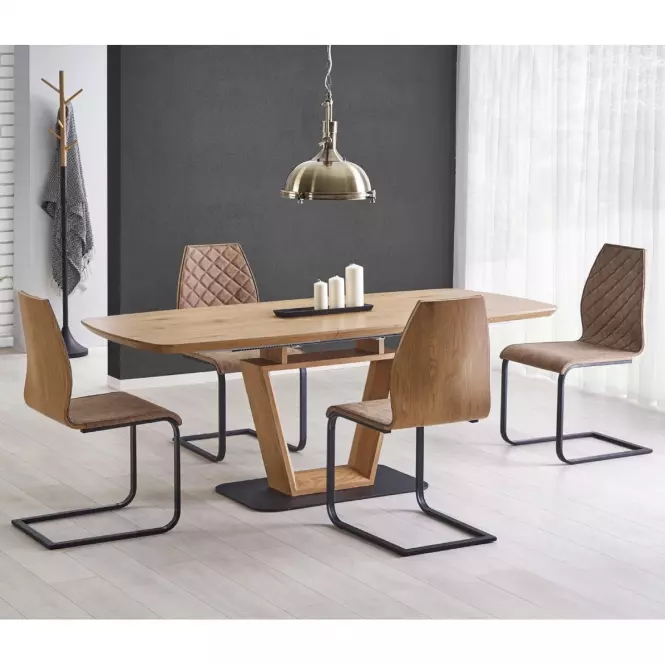 Rozkladací stôl Blacky 2 160/220x90cm Mdf/Oceľ – Dub Naturalny/Čierna
