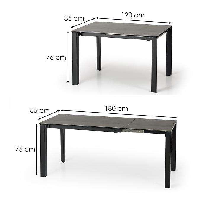 Rozkladací stôl Horizon 120/180x85cm keramika/oceľ – humo/čierna