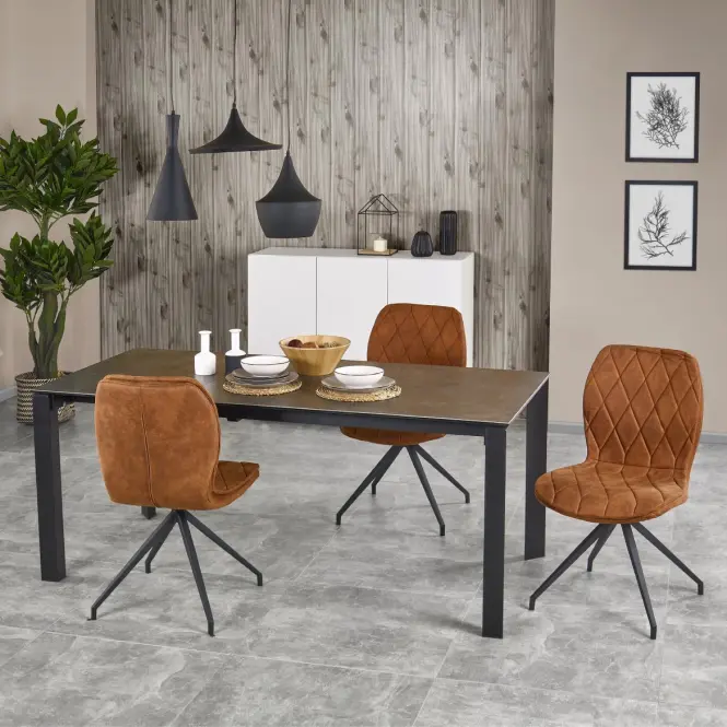 Rozkladací stôl Horizon 120/180x85cm keramika/oceľ – humo/čierna,5