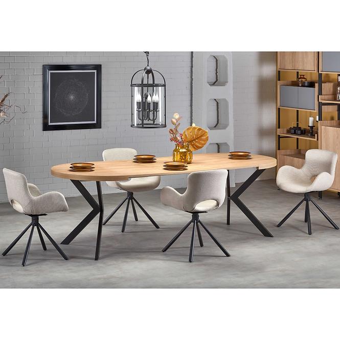 Rozkladací stôl Peroni 100/250x100cm Płyta/Oceľ – Dub Zlatá/Čierna,9