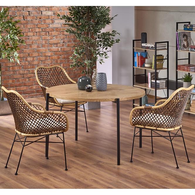 Stôl Morgan 120 Mdf/Oceľ – Dub Zlatá/Čierna,4
