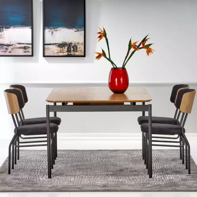 Rozkladací stôl Smart 170/250x100cm Mdf/Oceľ – Dub Naturalny/Čierna
