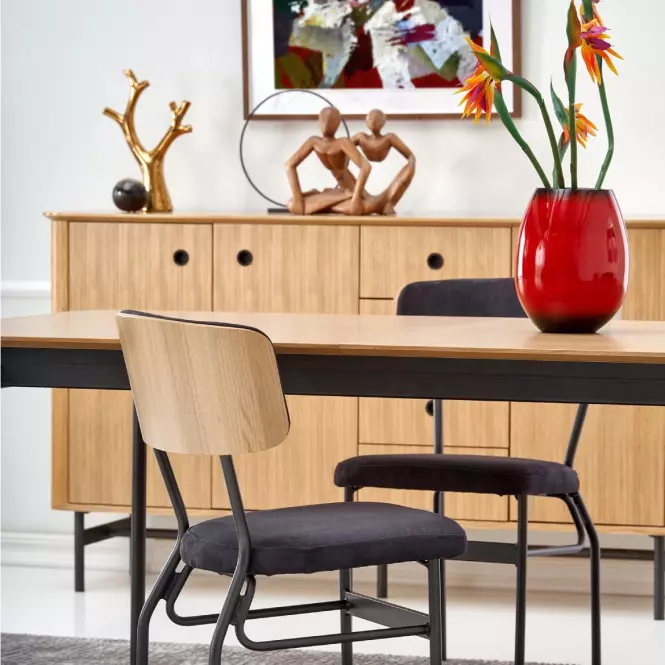 Rozkladací stôl Smart 170/250x100cm Mdf/Oceľ – Dub Naturalny/Čierna