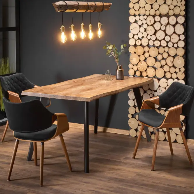 Rozkladací stôl Dickson 120/180x80cm Mdf/Drevo – Dub Naturalny/Čierna,11