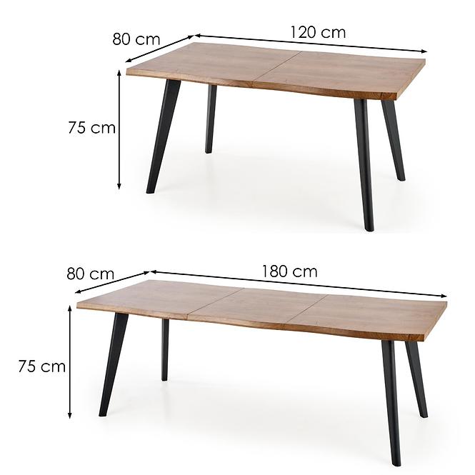 Rozkladací stôl Dickson 120/180x80cm Mdf/Drevo – Dub Naturalny/Čierna,6