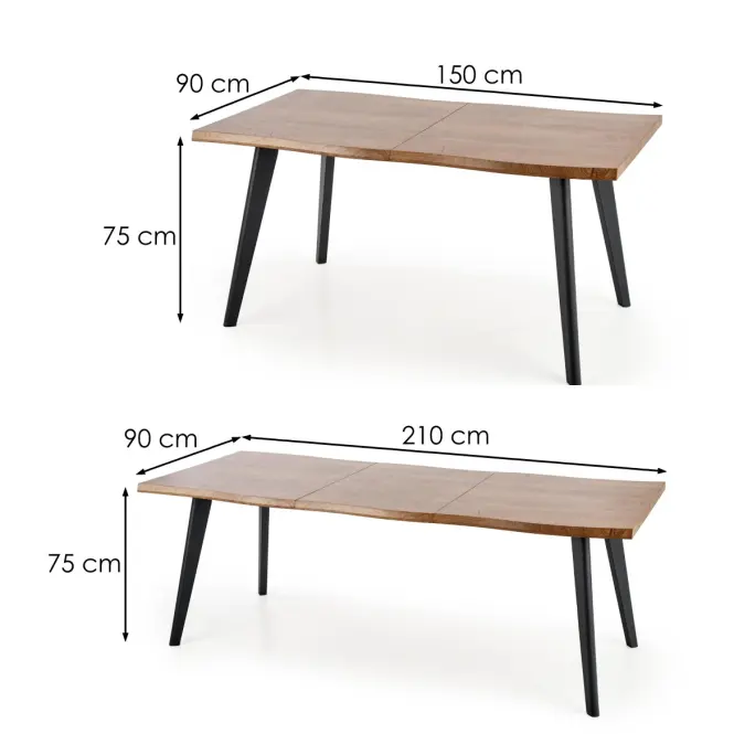 Rozkladací stôl Dickson 150/210x90cm  Mdf/Drevo – Dub Naturalny/Čierna,7