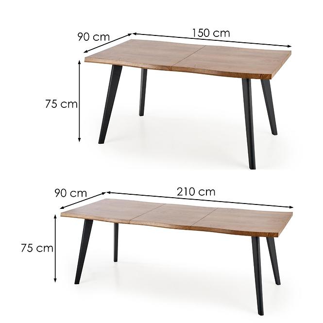 Rozkladací stôl Dickson 150/210x90cm  Mdf/Drevo – Dub Naturalny/Čierna,7
