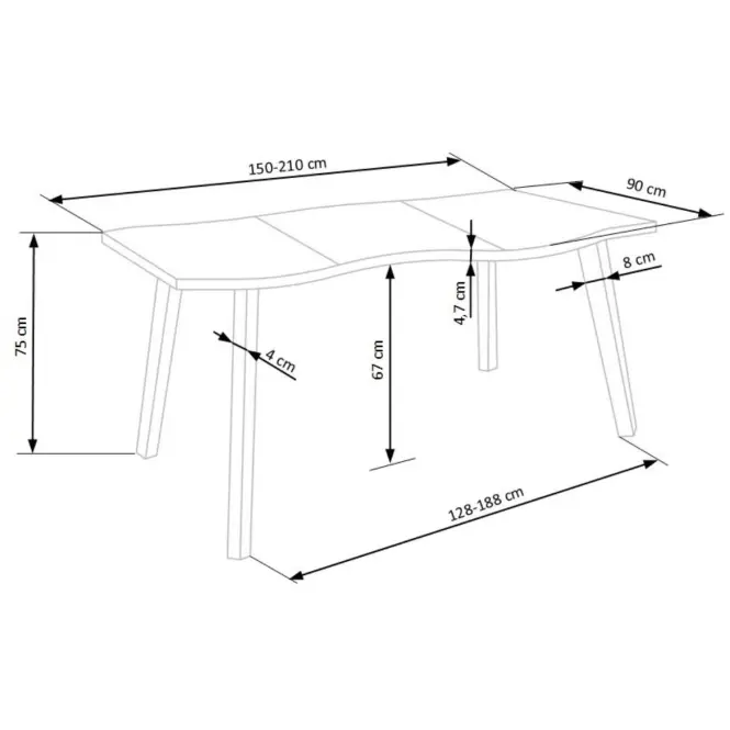 Rozkladací stôl Dickson 150/210x90cm  Mdf/Drevo – Dub Naturalny/Čierna,8