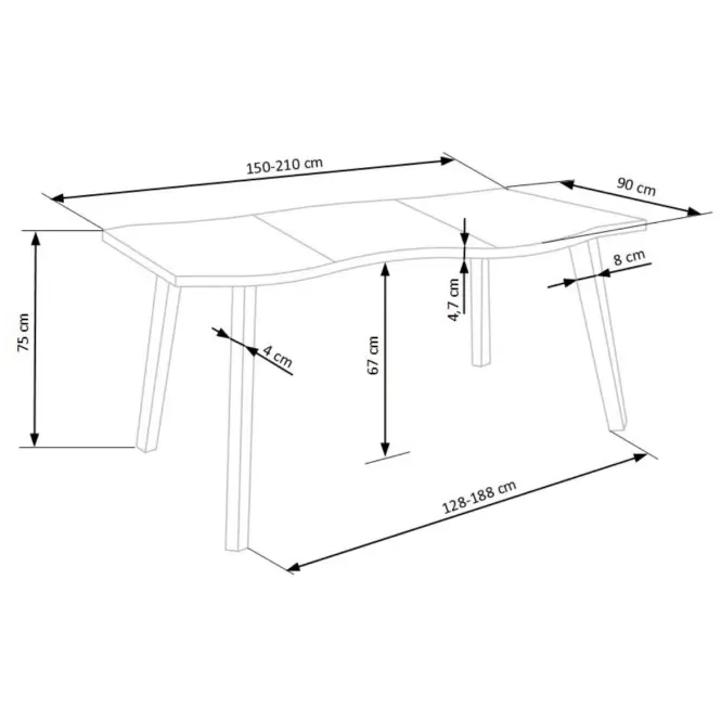 Rozkladací stôl Dickson 150/210x90cm  Mdf/Drevo – Dub Naturalny/Čierna,9