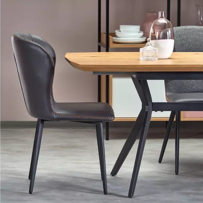 Rozkladací stôl Gustavo 140/180x80cm Mdf/Oceľ – Dub Zlatá/Čierna