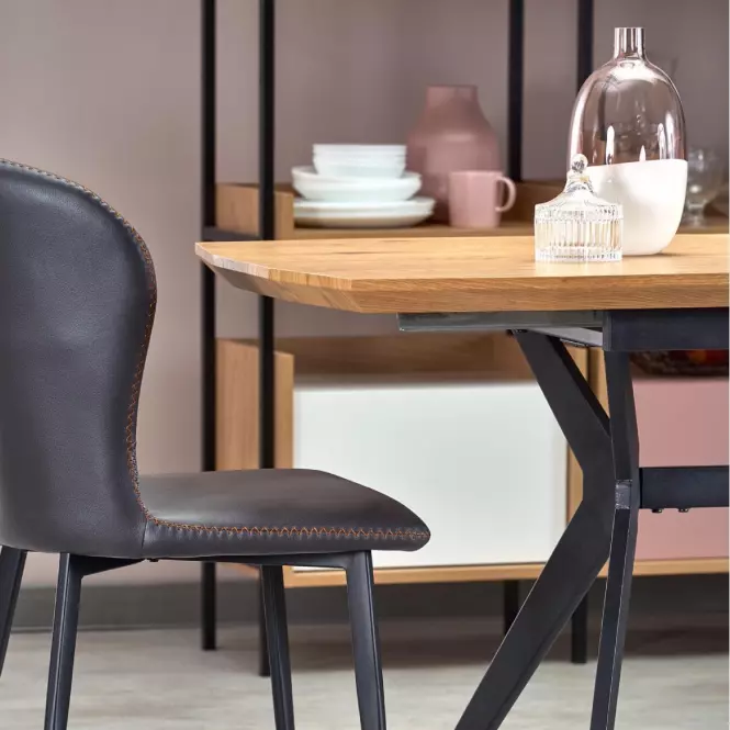 Rozkladací stôl Gustavo 140/180x80cm Mdf/Oceľ – Dub Zlatá/Čierna
