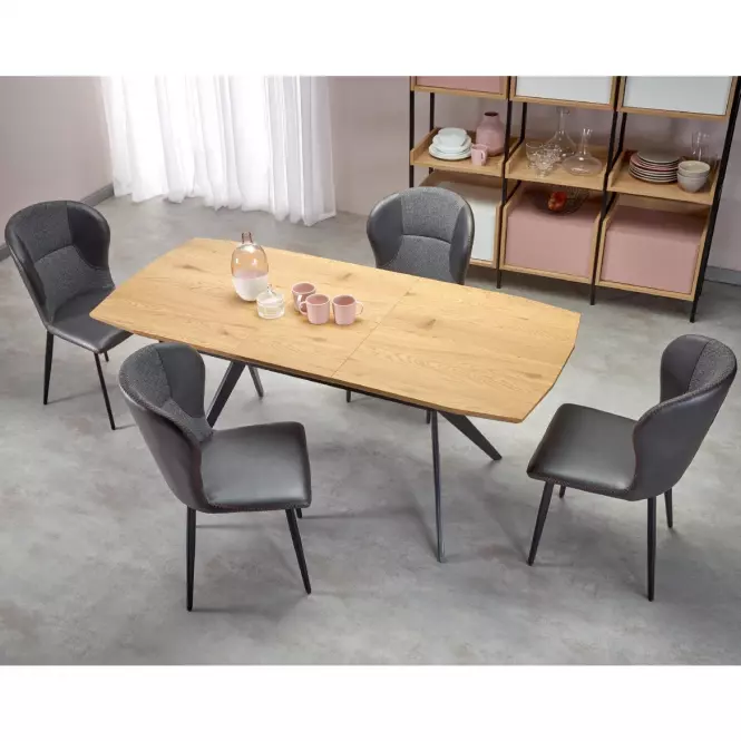 Rozkladací stôl Gustavo 140/180x80cm Mdf/Oceľ – Dub Zlatá/Čierna