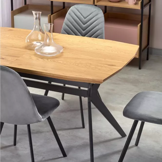 Rozkladací stôl Gustavo 140/180x80cm Mdf/Oceľ – Dub Zlatá/Čierna