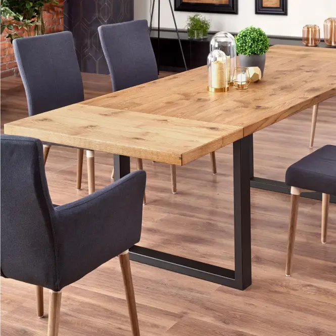 Rozkladací stôl Perez 160/250x90 cm doska/drevo/oceľ – J. Dub/Čierna