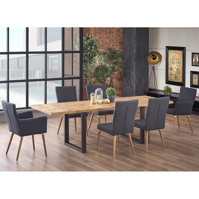 Rozkladací stôl Perez 160/250x90 cm doska/drevo/oceľ – J. Dub/Čierna,19