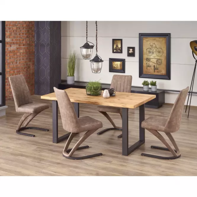 Rozkladací stôl Perez 160/250x90cm Płyta/Drevo/Oceľ – J. Dub/Čierna