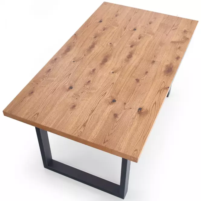 Rozkladací stôl Perez 160/250x90cm Płyta/Drevo/Oceľ – J. Dub/Čierna