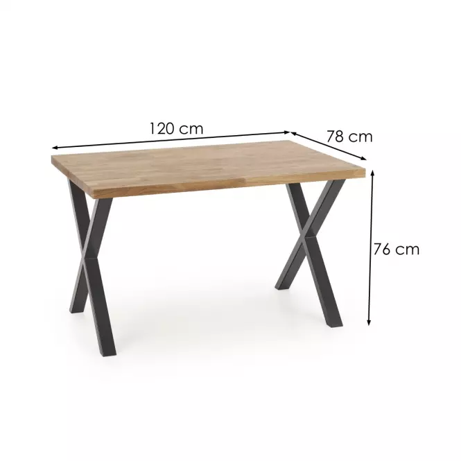 Stôl Apex A) Dub Lity 120x78 – Dub Naturalny/Čierna