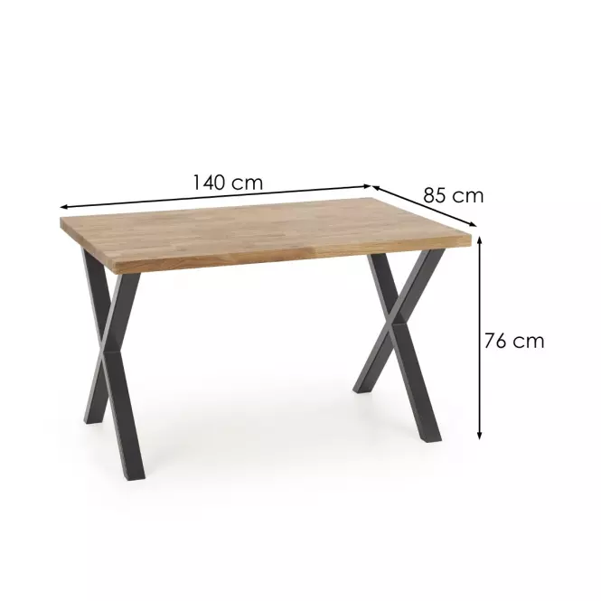 Stôl Apex B) Dub Lity 140x85 – Dub Naturalny/Čierna