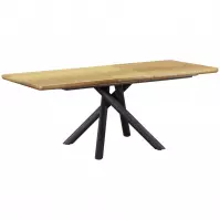 Rozkladací stôl Derrick 160/200x90cm Mdf/Oceľ – Dub Naturalny/Čierna