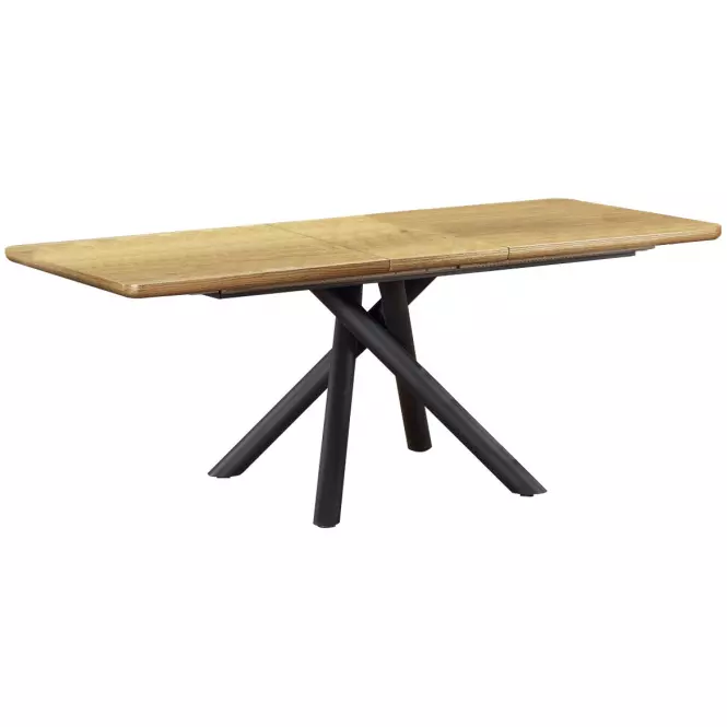 Rozkladací stôl Derrick 160/200x90cm Mdf/Oceľ – Dub Naturalny/Čierna